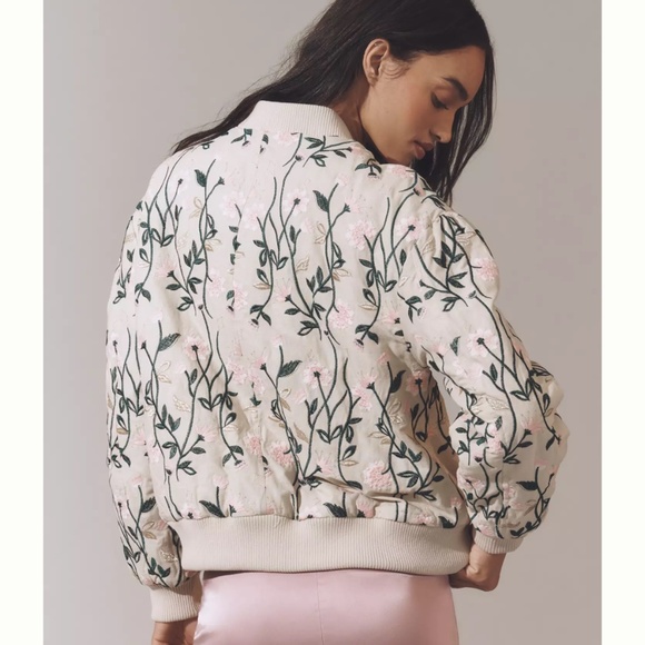 NWT Avec Les Filles Floral Embroidered Bomber Jacket Size US XL - Picture 3 of 4